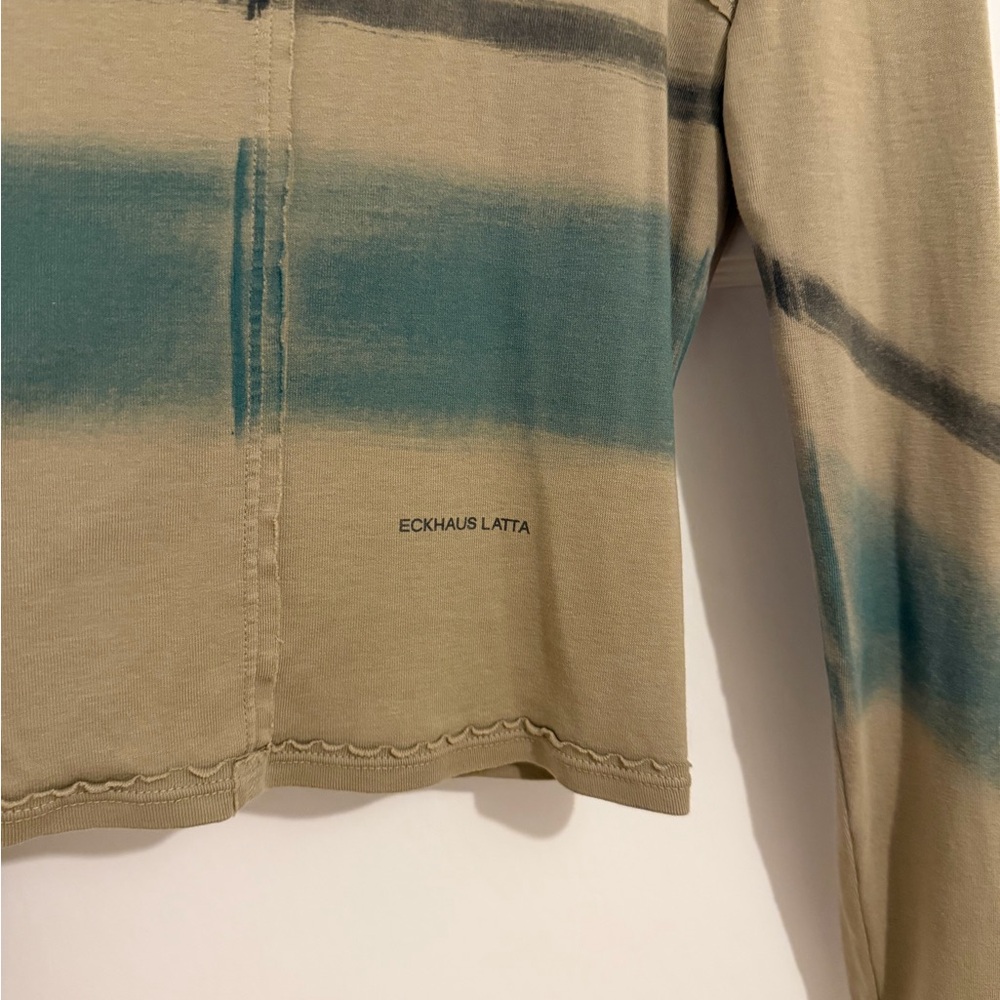 Eckhaus Latta Olive & Navy Tie-Dye Long Sleeve Top - Picture 2 of 5